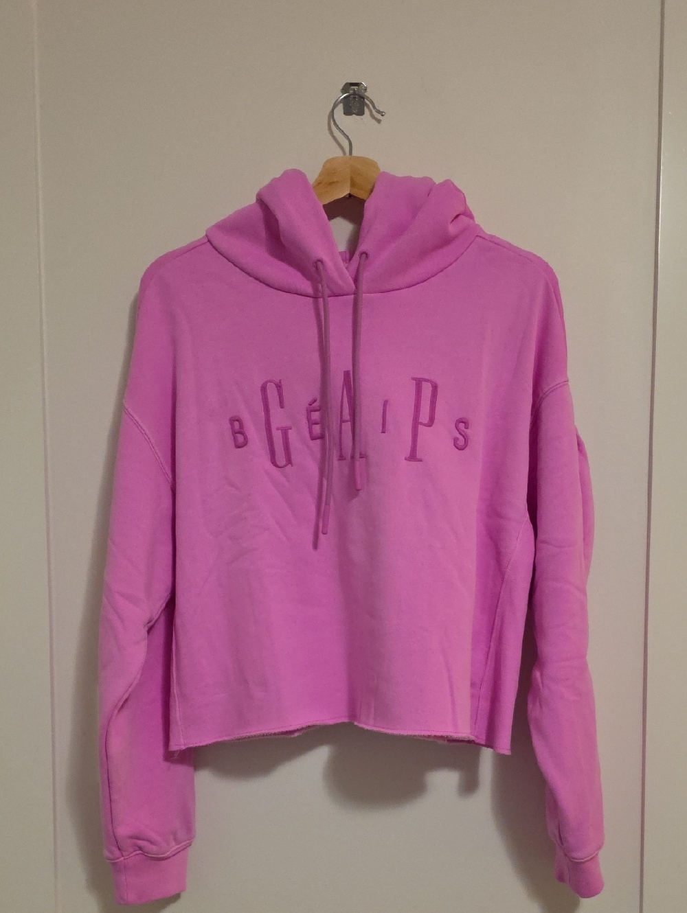 BEIS Pink Embroidered Cropped Hoodie